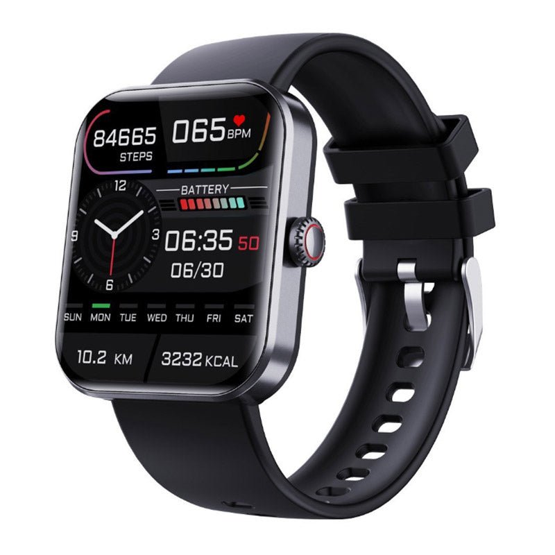 Smart glucose monitoring watch for continuous health tracking, including heart rate and blood pressure.