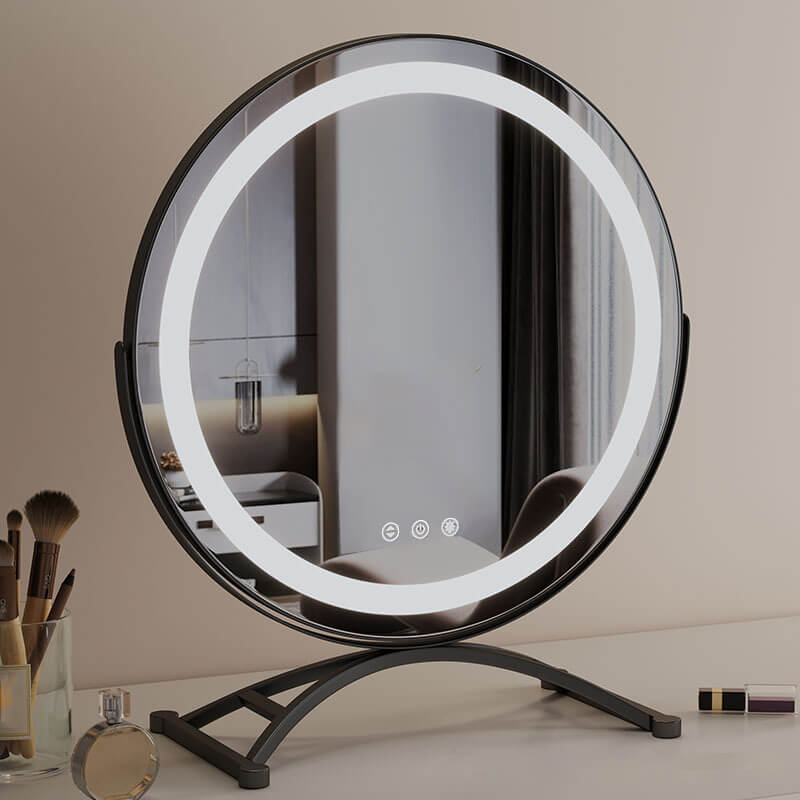 Premium LED vanity mirror with 3 light modes & easy touch control, a beauty essential.