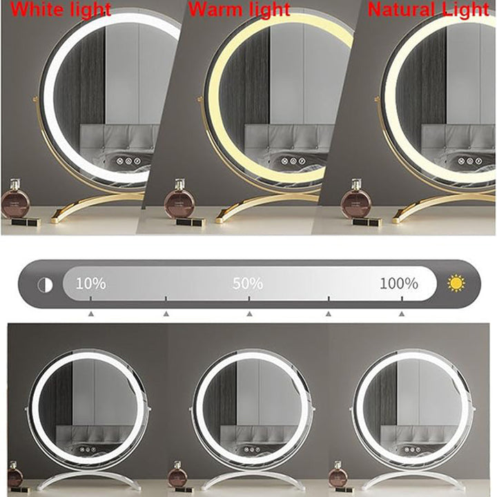 Elegant dressing table mirror with smart LED lights & intuitive touch control.