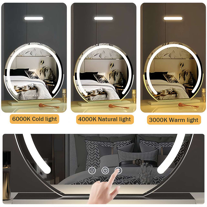 Slim profile smart LED vanity mirror, a stylish addition to any home decor or dressing table.
