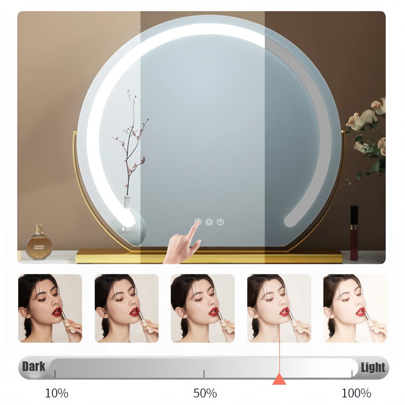 Versatile LED cosmetic mirror with touch controls, ideal for beauty, makeup, and elegant home decor.