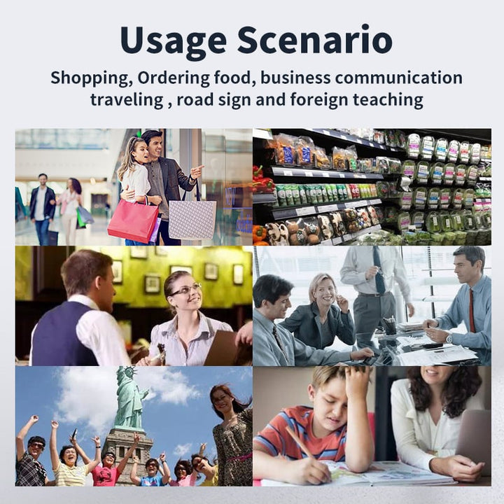 Smart translation pen scanning a book page, a versatile reading assistant for 112 languages.