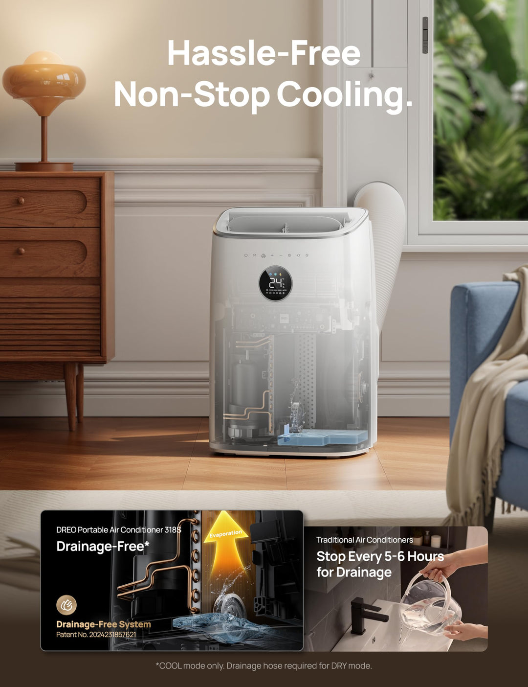 Compact portable AC unit for easy room-to-room cooling. Smart climate control with quiet and efficient operation.