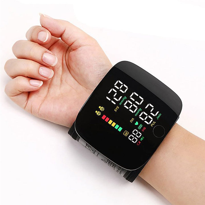 Portable digital wrist BP monitor for at-home heart health tracking. Easy to use for all ages.