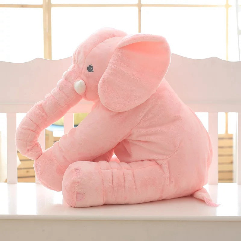 Whimsical elephant nursery pillow, adding a touch of charm.