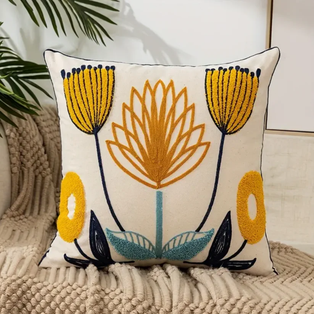 Elegant floral accent pillow with a convenient removable cover, ideal for enhancing home decor in any living space.