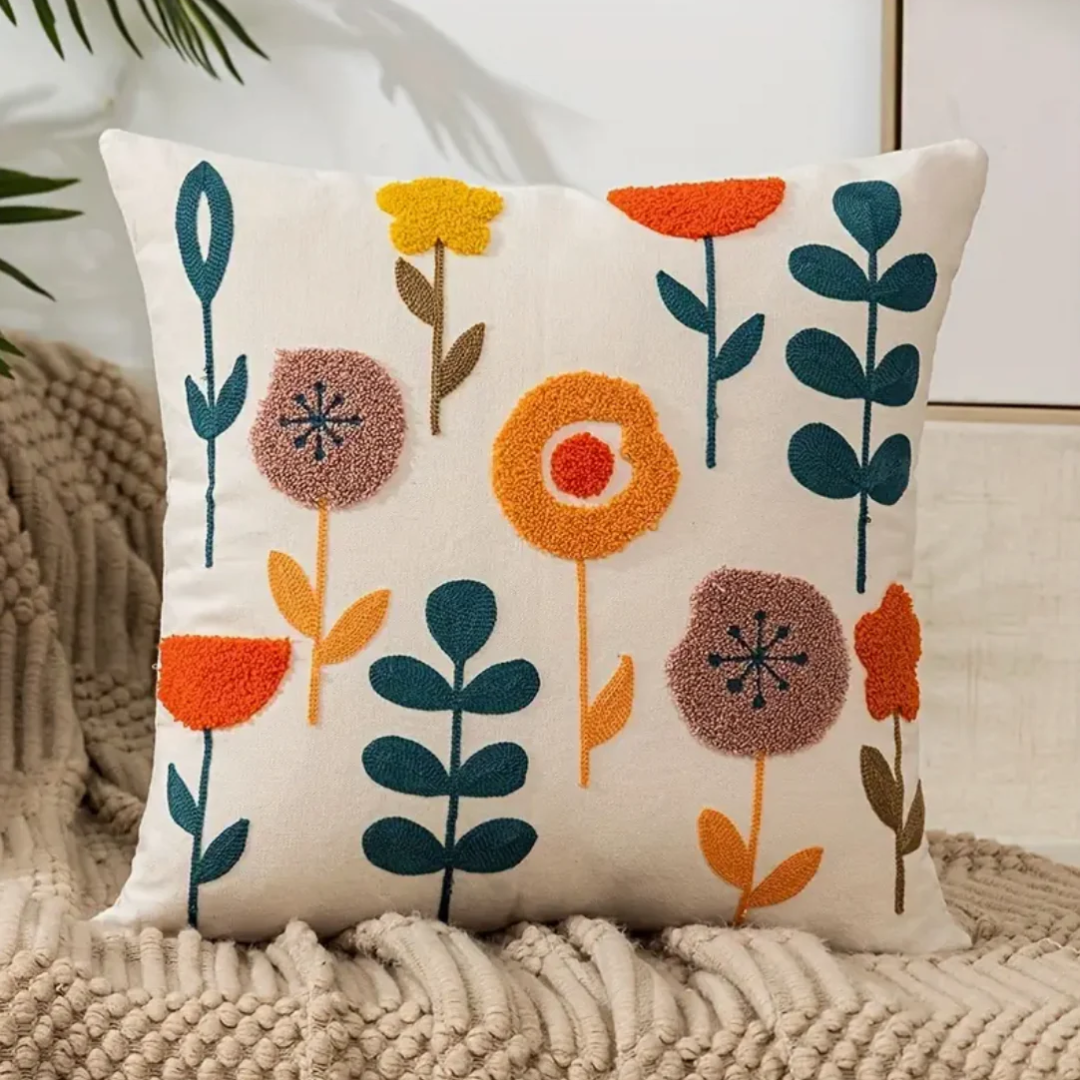 Decorative floral throw pillow, a soft and stylish accent cushion for sofas or beds, bringing charm to your home decor.