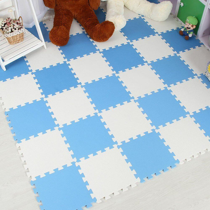 Children's room soft flooring, interlocking puzzle play mat for safe toddler activities.