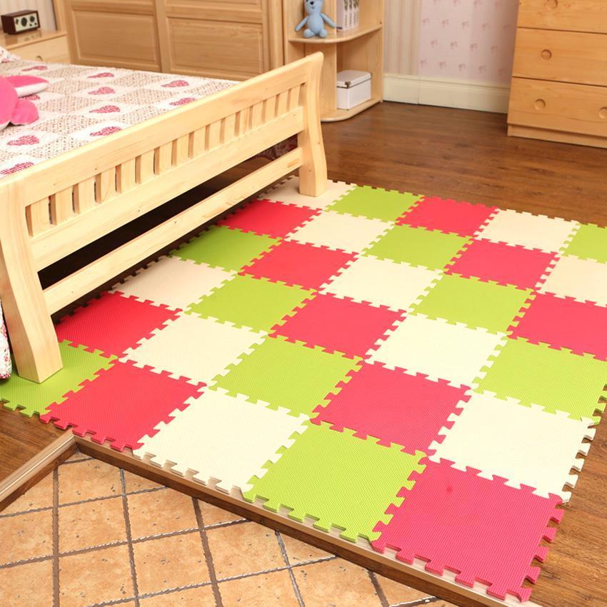 Baby play mat, interlocking foam floor tiles provide a safe & soft nursery surface.