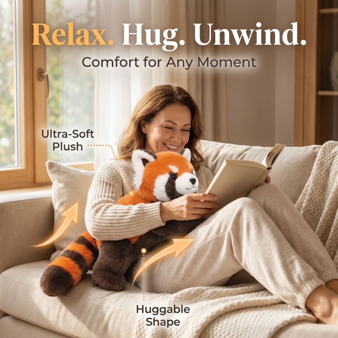 Plush animal long pillow, a soft comfort toy for adults seeking relaxation.