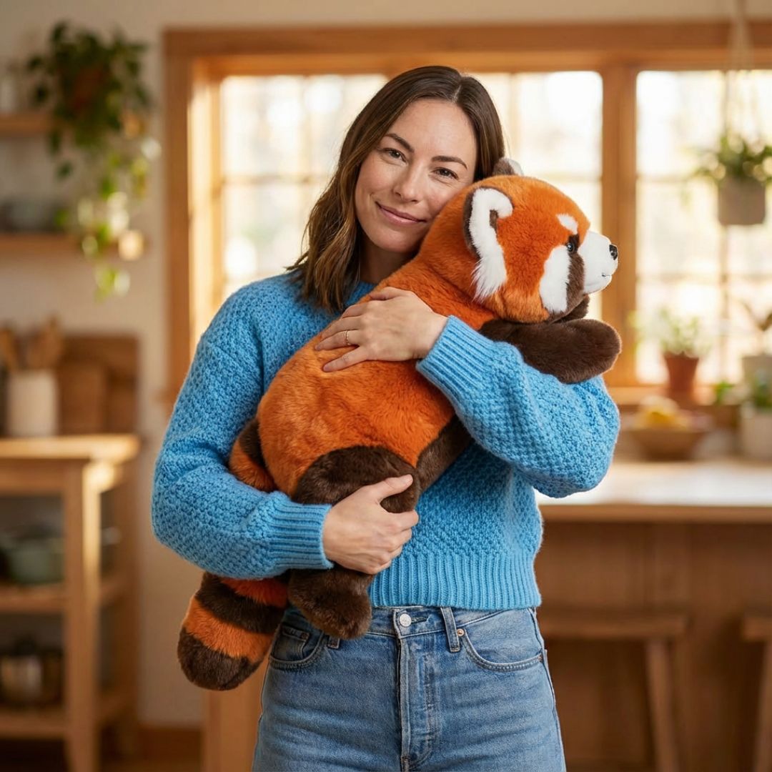 Huggable long fox plush animal comfort toy, perfect for bedroom decor & relaxation.