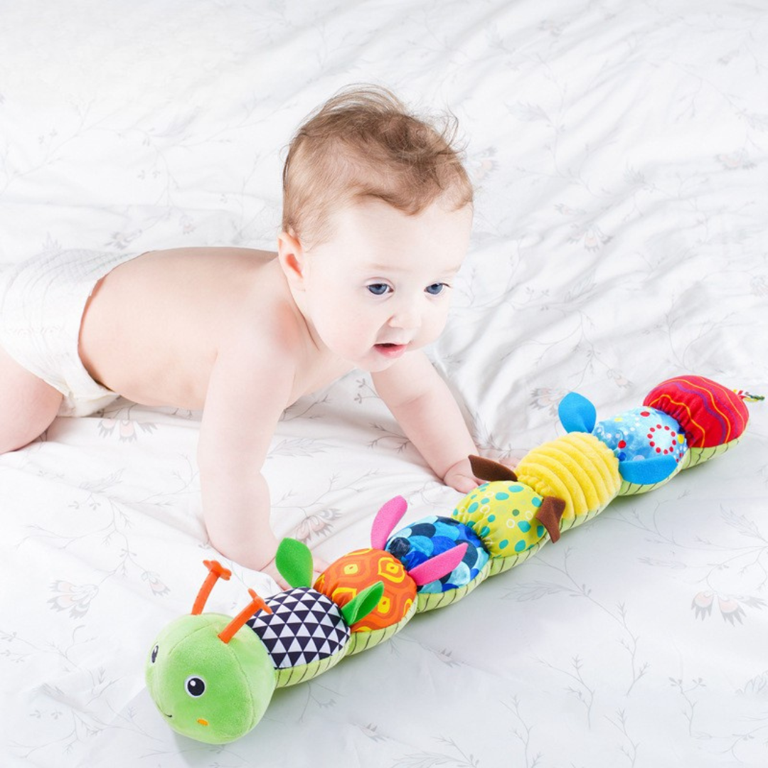 Engaging infant developmental musical toy shaped like a friendly caterpillar