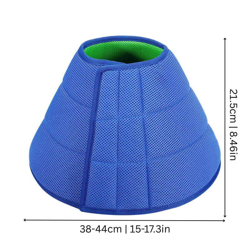 Comfortable and lightweight soft pet collar for post-surgery recovery, easily adjustable.