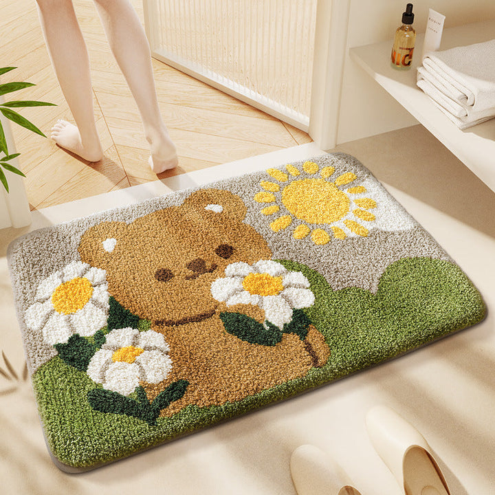 Playful cat bath mat, plush and super absorbent, ideal for adding warmth and style to your home.