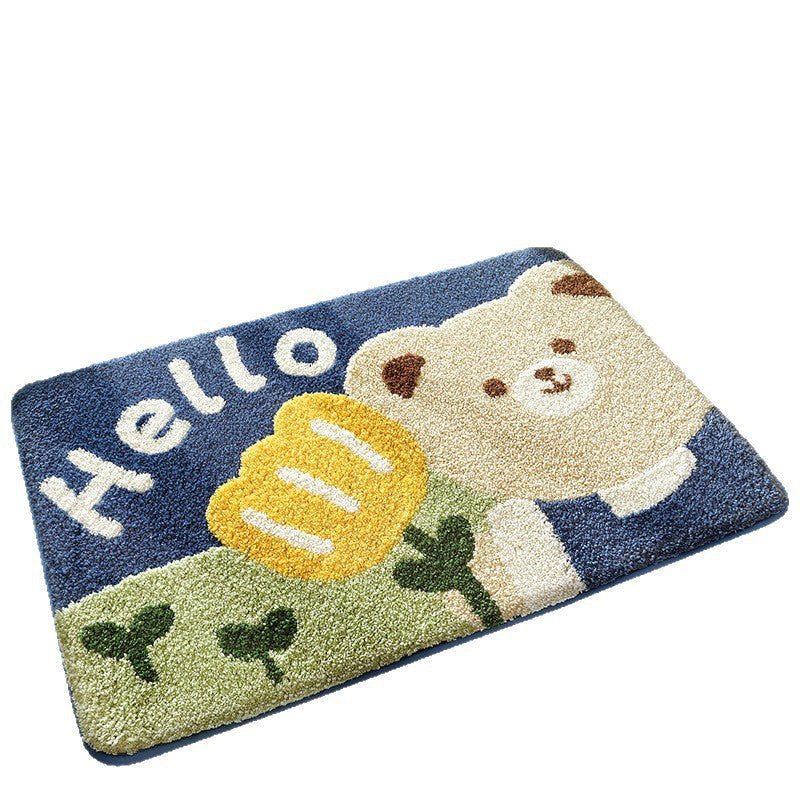 Fluffy cat bathroom mat, quick-drying and anti-skid, enhances comfort and safety.