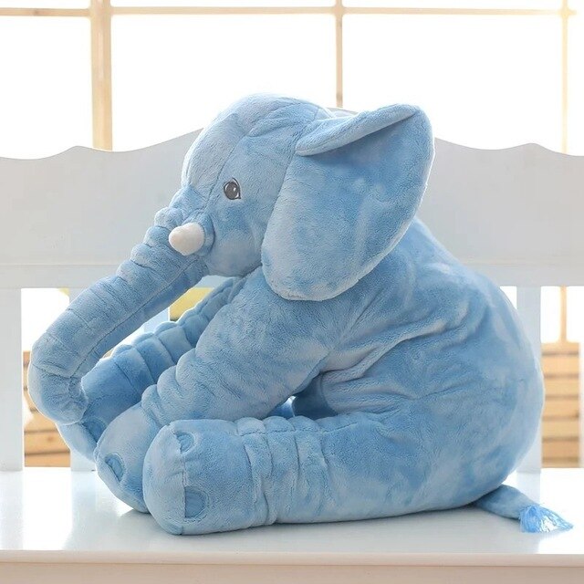Adorable grey elephant cushion, a cozy and comforting plush toy for children.
