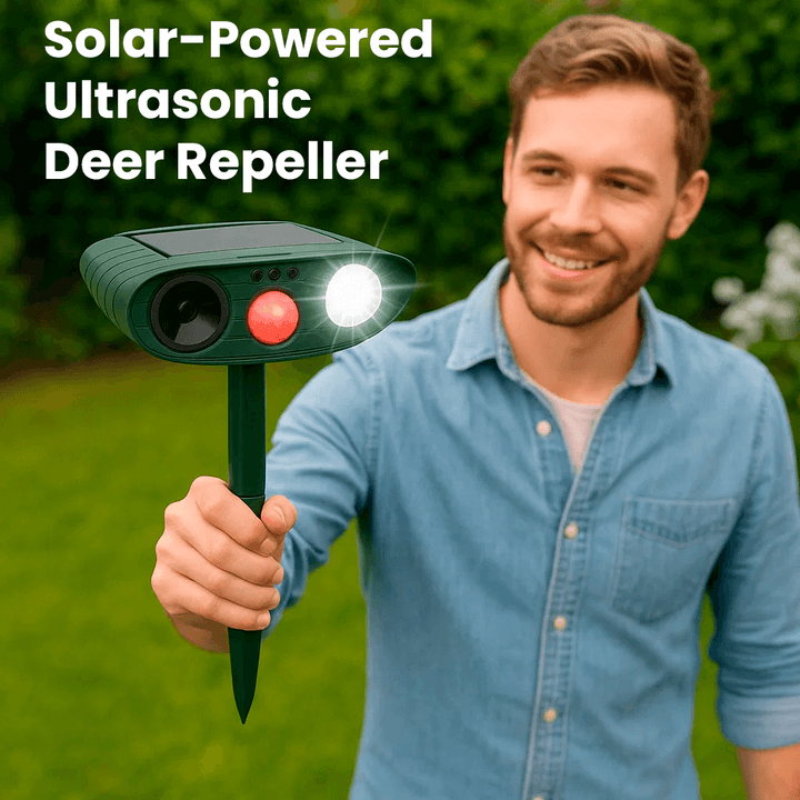 Easy-to-install solar ultrasonic deer repeller. Quick and humane solution for yard defense.