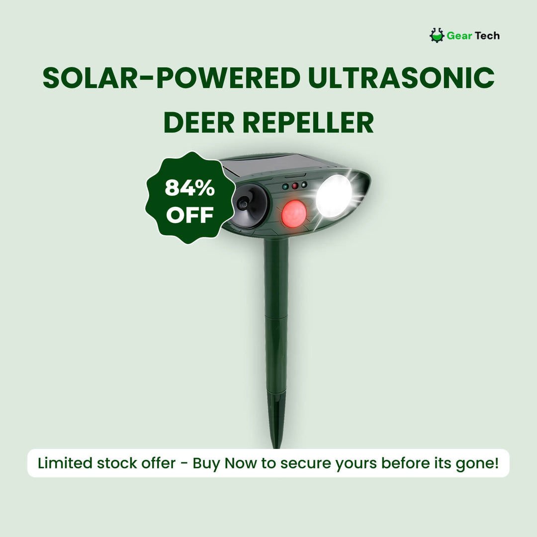 Eco-friendly solar ultrasonic deer repeller. Chemical-free solution for garden pest control.