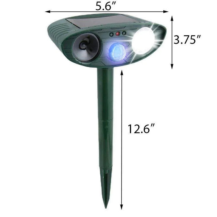 Durable, waterproof solar ultrasonic deer repeller. All-weather garden protection solution.