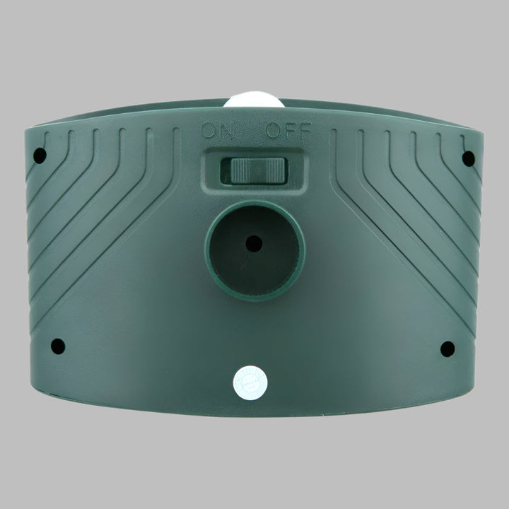 Compact solar ultrasonic rabbit repeller device with stake, ready for effective garden pest control.