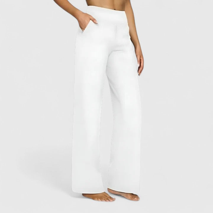 Comfortable stretch pull-on trousers for women, ideal for effortless sophisticated everyday style.