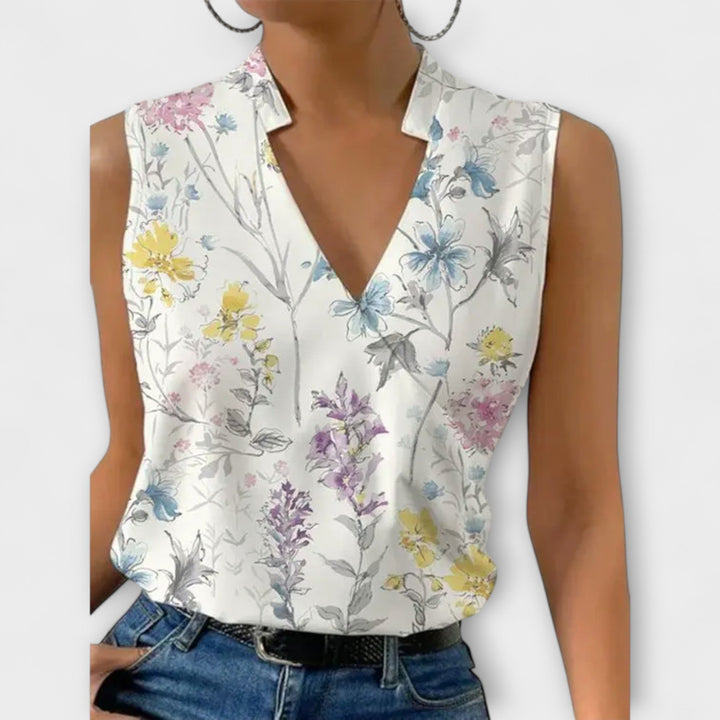 Comfortable V-neck top for women. Perfect for casual summer wear, elegant and versatile.