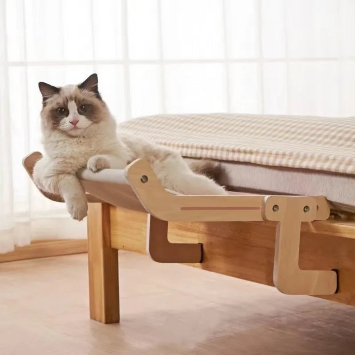 Sleek under-furniture cat hammock design for cozy, space-saving pet comfort; a must-have feline bed.