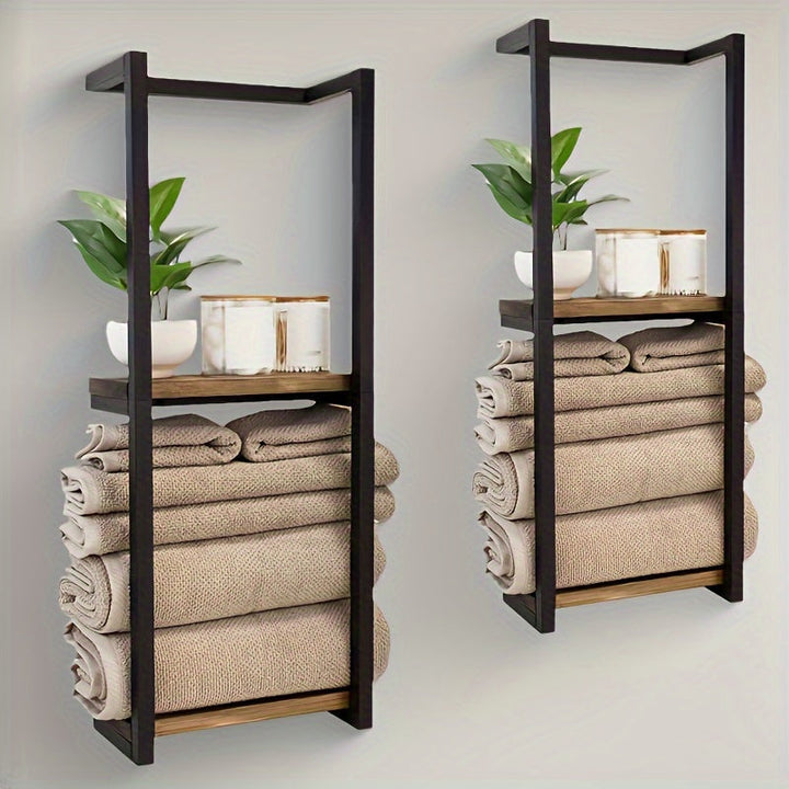 Modern stainless steel towel rack, essential bath accessory for efficient bathroom storage.