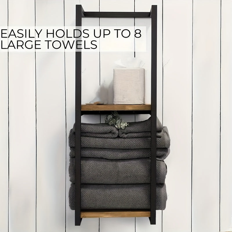 Compact stainless steel towel rack, ideal bathroom organizer for small spaces.