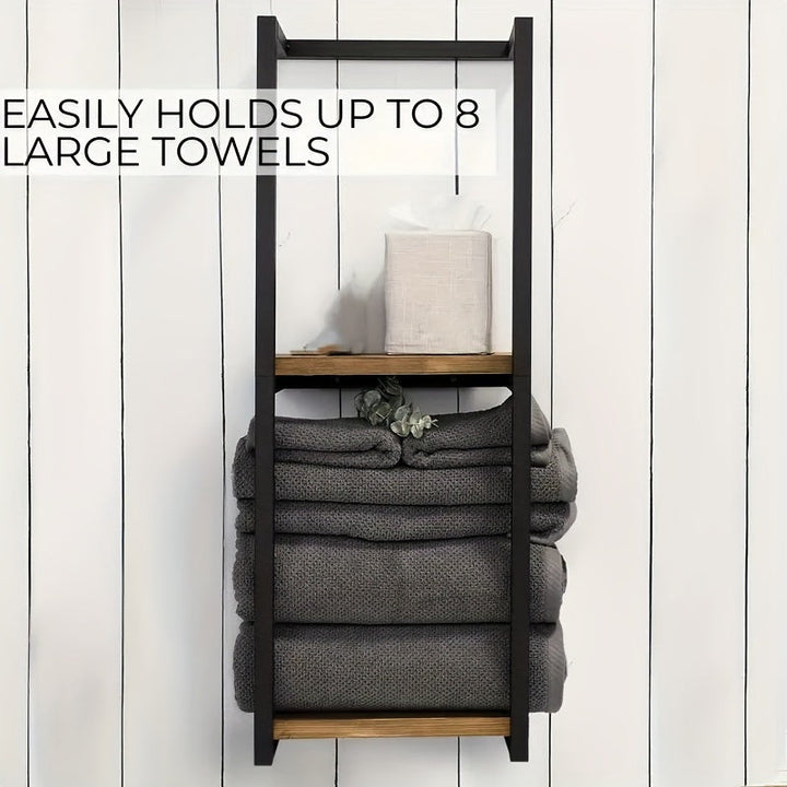 Compact stainless steel towel rack, ideal bathroom organizer for small spaces.