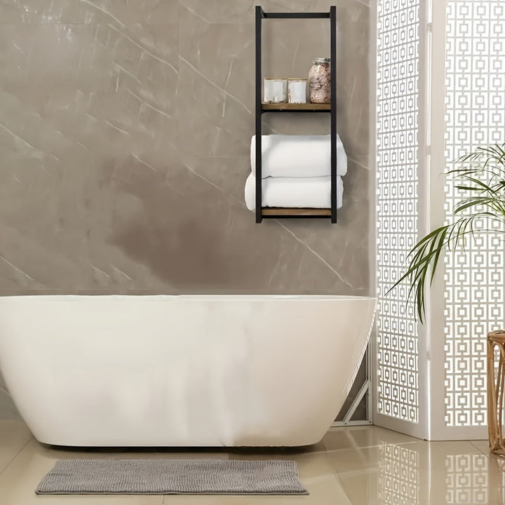 Space-efficient stainless steel towel rack, keeping your bathroom neat and clutter-free.