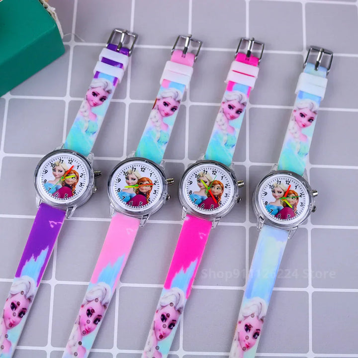 Silicone strap detail on a fun, glow-in-the-dark kids watch.