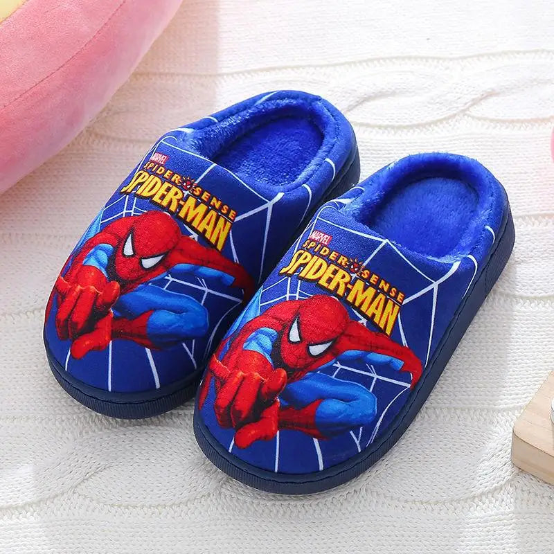 Spider-Man kids slippers with grip soles for safe indoor walking and running.