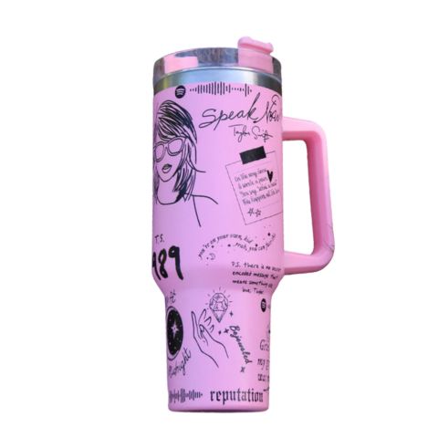 Stainless steel insulated coffee cup with handle, ideal for road trips and daily hydration.
