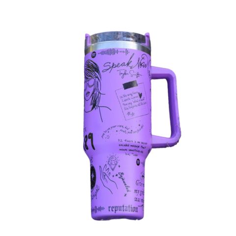 Keep drinks hot or cold with this sturdy stainless steel insulated tumbler, featuring a handle.