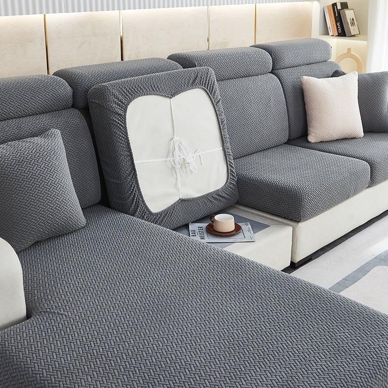 Quick refresh stretch sectional sofa cover, an easy way to update old furniture.