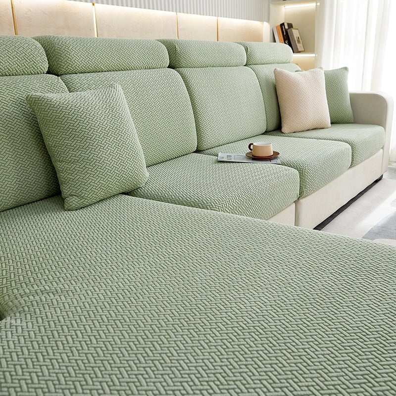 Easy-fit stretchable sectional sofa protector, instantly updating your living room style.