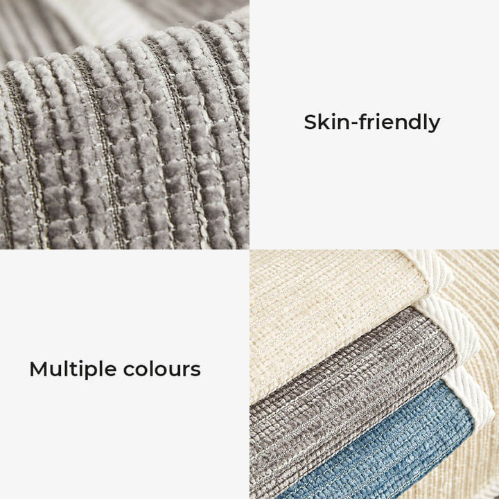 Washable striped chenille sofa slipcover, pet-friendly & anti-scratch for easy home care.
