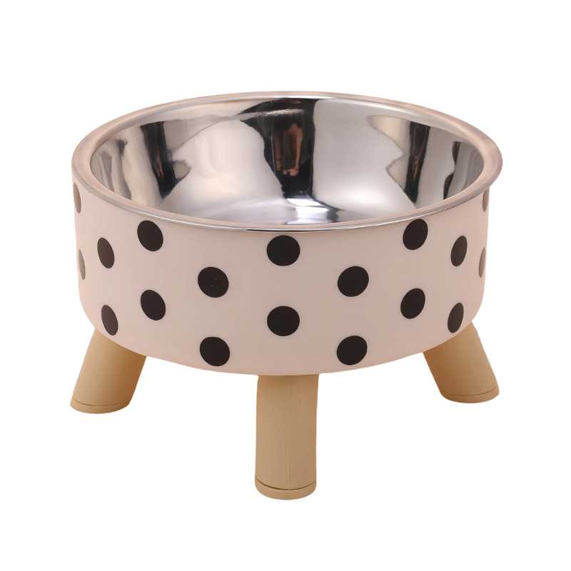 Ergonomic elevated pet feeder, reducing strain for dogs and cats with stainless steel bowls