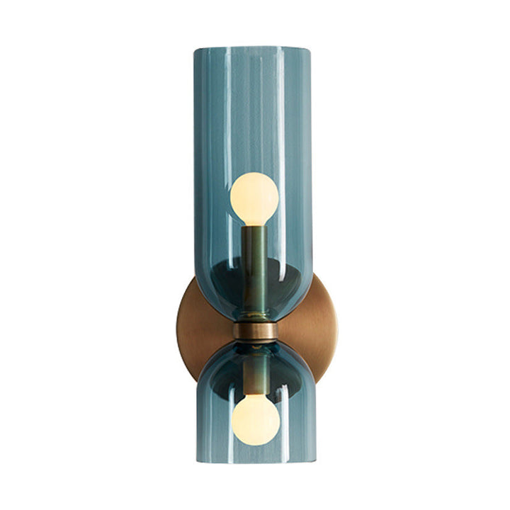 Stylish twin glass wall light for living room, modern and decorative home lighting accent.
