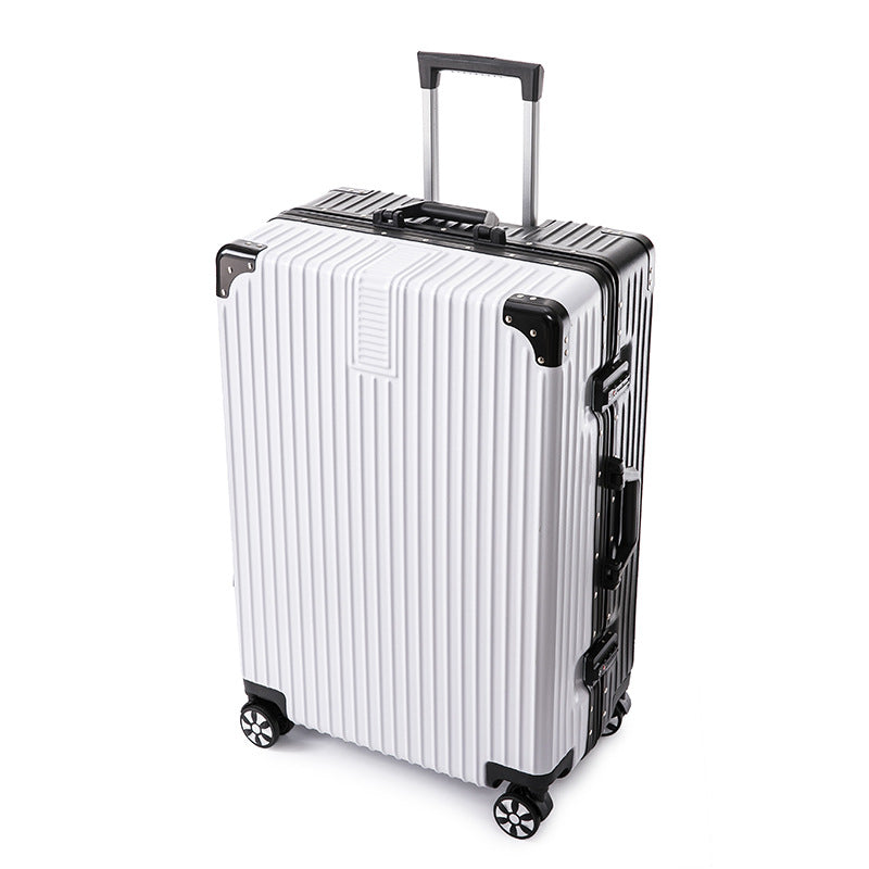 Stylish hardshell travel suitcase with spinner wheels, perfect for airport and vacation.