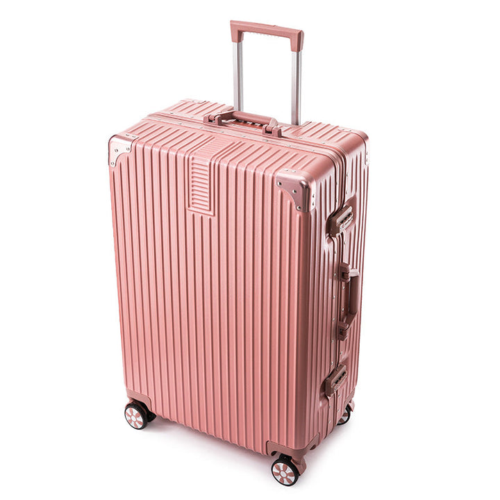 Hardshell travel suitcase, ideal for vacationers seeking durability and easy portability with spinners.