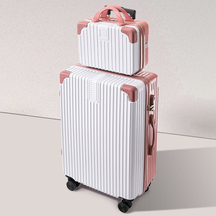 Glossy hardshell suitcase, a sleek travel companion with silent spinner wheels and TSA protection.