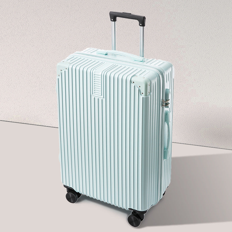 Modern travel suitcase, hardshell design with easy-roll spinner wheels for global adventures.