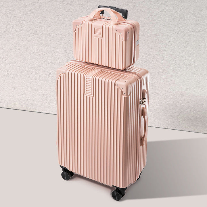 Compact carry-on hardshell luggage with spinner wheels, ideal for short stylish trips.