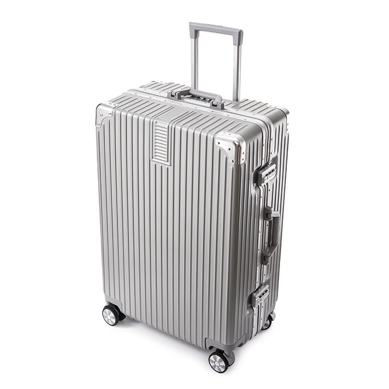 Black hardshell travel luggage, sleek design with 360-degree spinner wheels and TSA security.