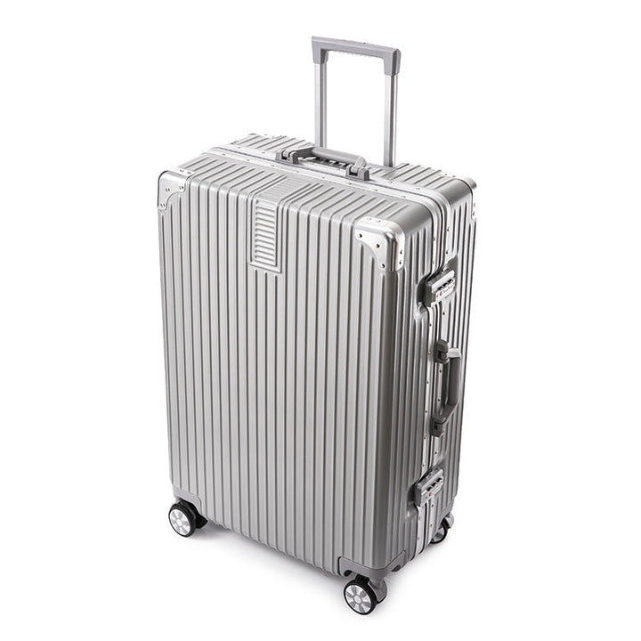 Black hardshell travel luggage, sleek design with 360-degree spinner wheels and TSA security.