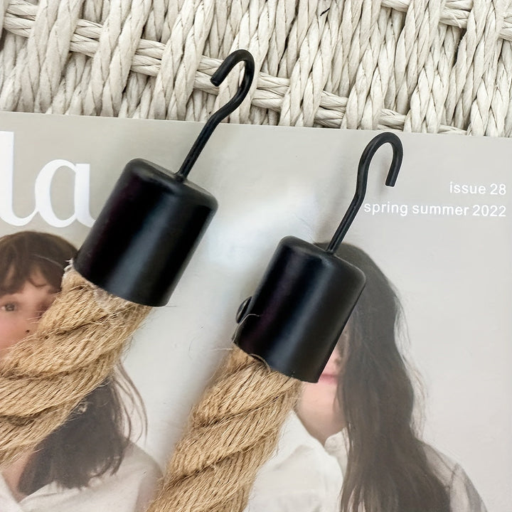 Functional and stylish hemp rope toilet paper holder for bathroom organization and farmhouse aesthetic.