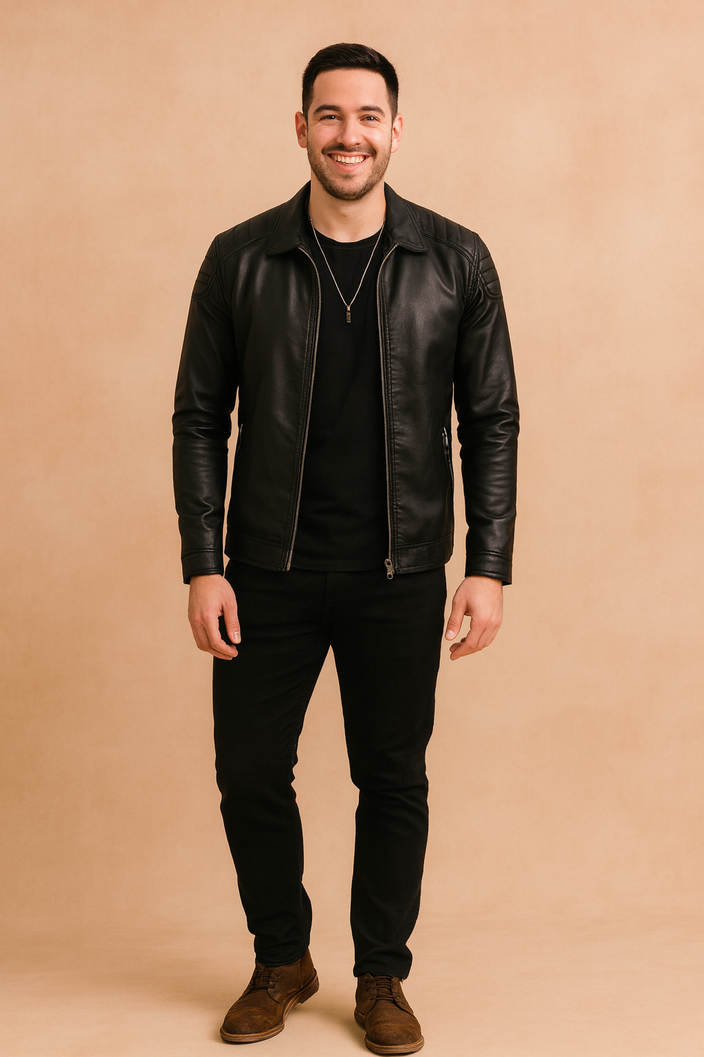 Modern men's black quilted jacket, versatile smart casual outerwear, ideal layering piece for everyday style.