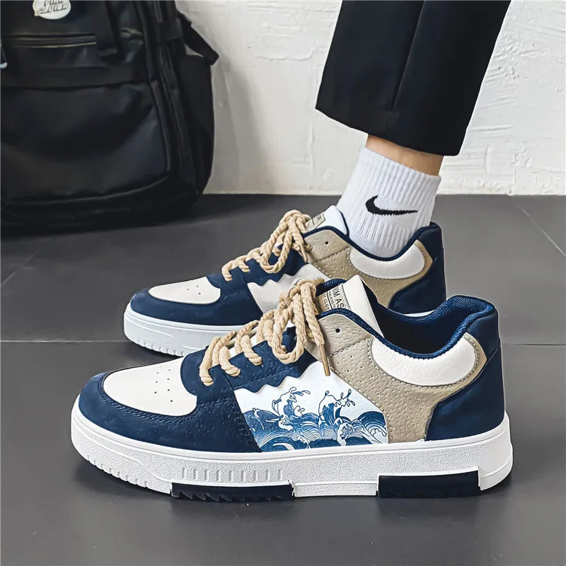 Versatile men's lace-up sneakers, comfortable & breathable, great for daily wear and walks.